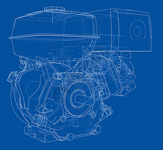 发动机草图 韦克托引擎技术墨水机器工程蓝图绘画机械车轮插图图片