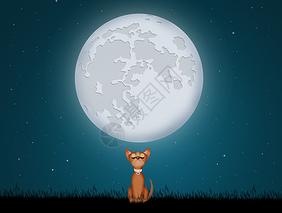 月亮上的小狗星星气氛月球卡通片天空动物宠物插图快乐新年图片