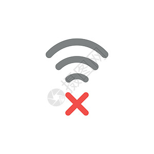 带 x mark 的 wifi 符号图标的平板设计风格矢量概念图片