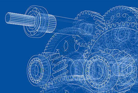 变速箱草图 韦克托工业机械力量框架绘画插图建造技术机器工程图片