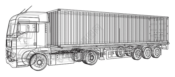 车辆 大货车  EPS10 格式 矢量创建的 3d送货船运盒子卡车驾驶物流蓝图货物插图拖拉机图片
