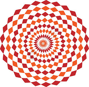简单的几何图案与菱形 橙色和红色万花筒矢量曼荼罗艺术风格冥想卡片坛城装饰品背景图片