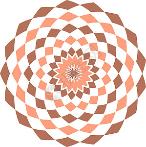 简单的几何图案与菱形 橙色和红色万花筒矢量曼荼罗艺术冥想装饰品坛城瑜伽卡片图片