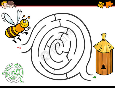 蜜蜂和艾滋病毒的卡通迷宫活动图片