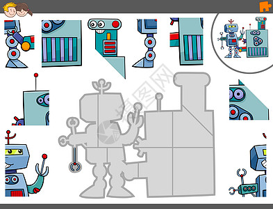 具有机器人角色的拼图游戏图片
