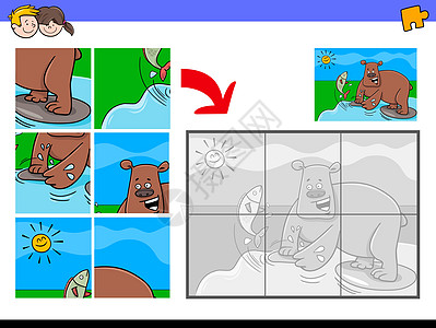 与熊动物字符的 gggsaw 拼图图片