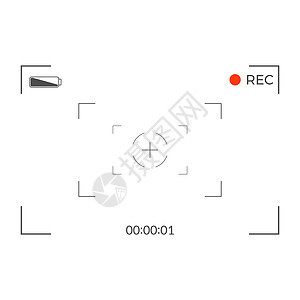 白色和黑色取景器相机记录 现代相机对焦屏 插画展示框架录音机软件电影凸轮相机架屏幕数字时间图片