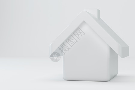 灰色背景的白房子 图标 3d 用于 Web建筑财产白色抵押工作室住房艺术建筑学房地产渲染图片