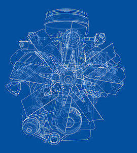 发动机草图 韦克托机械车轮技术机器插图绘画齿轮蓝图项目墨水图片