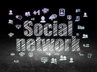 社会网络概念 在黑房中的社会网络扇子网站社区互联网辉光工业中风涂鸦团队软件图片