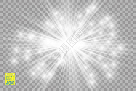 发光效果 在透明背景上闪闪发光的星暴 矢量图射线太阳镜片强光魔法褪色光束透明度天空闪光图片