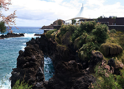 波多莫尼兹火山海岸异国房子岩石风景海浪旅行建筑旅游观光热带图片