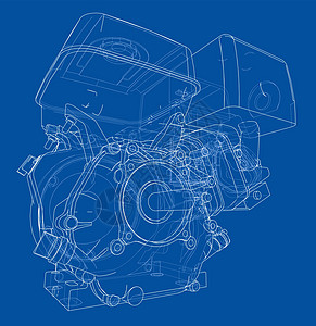 发动机草图 韦克托墨水绘画机器齿轮项目技术工程蓝图插图打印图片