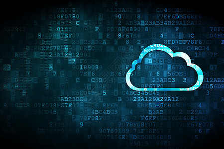 云网络概念 数字背景上的云蓝色服务器屏幕数据网站计算像素化高科技监视器展示图片