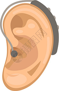 助听器图标平板风格 白色背景的耳鸣 医学概念 矢量插图图片