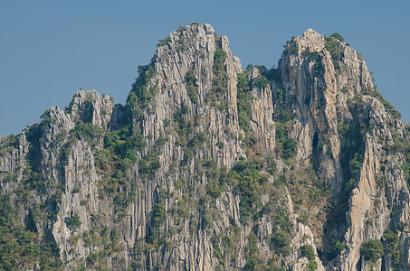 石灰岩山悬崖石灰石森林地质学假期旅行公园绿色岩石天空图片