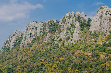 石灰岩山森林公园岩石旅行风景绿色爬坡地质学悬崖石灰石背景图片