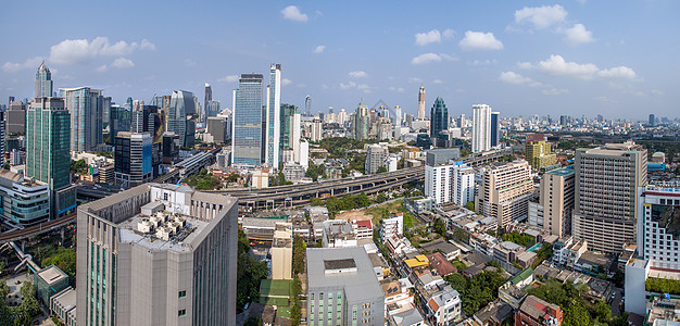 曼谷市全景 苏胡姆维特路和纳纳航空照片图片