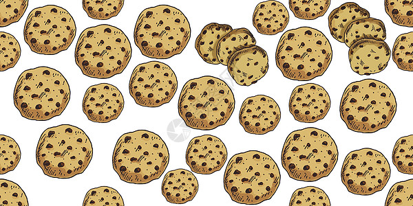 矢量图可爱无缝与巧克力饼干 食品模式图片