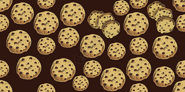 矢量插图 可爱的无缝模式 背景巧克力薯片饼干 食品模式图片