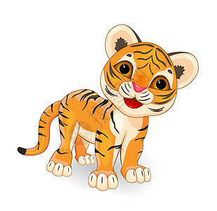 可爱老虎卡通片黄色微笑哺乳动物荒野插图橙子动物图片