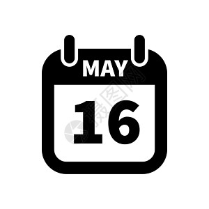 简单的黑色日历图标与 5 月 17 日隔离在惠特时间中风用户假期办公室警报圆形戒指日程年度图片