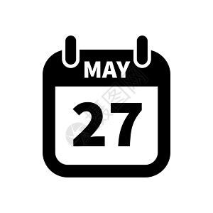 简单的黑色日历图标与 5 月 27 日隔离在惠特图片