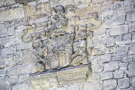 西班牙Jaen 西班牙萨比奥特村城堡的石盾图片