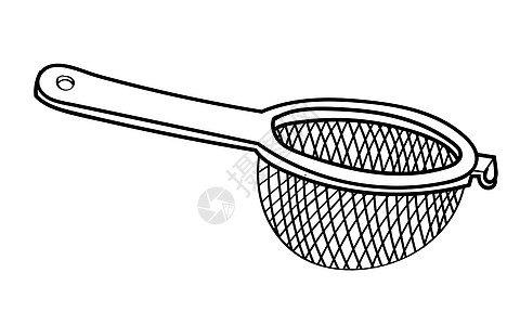 筛子的线图  简单的线 Vecto工具用具配饰插图卡通片家庭滤器教育面团厨具图片