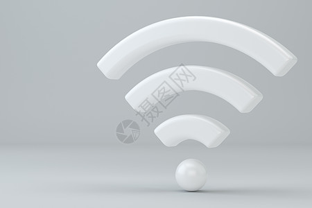 工作室背景上的 Wi Fi 无线网络 Symbol3d 渲染电话卫星技术互联网上网局域网广播海浪路由器网站背景图片