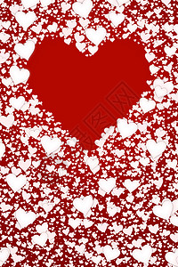 红色心形框架黑色插图白色浪漫背景图片