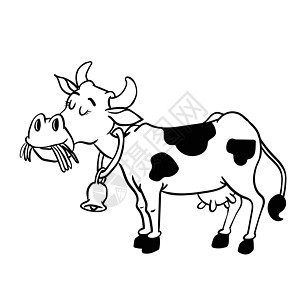奶牛卡通插图-矢量手绘图片