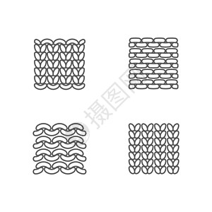 针织图标集的样本 面对和错误的一面 由纱线样品针织而成针线活纤维亚麻织物针织品羊毛弹力袜工艺创造力纺织品图片