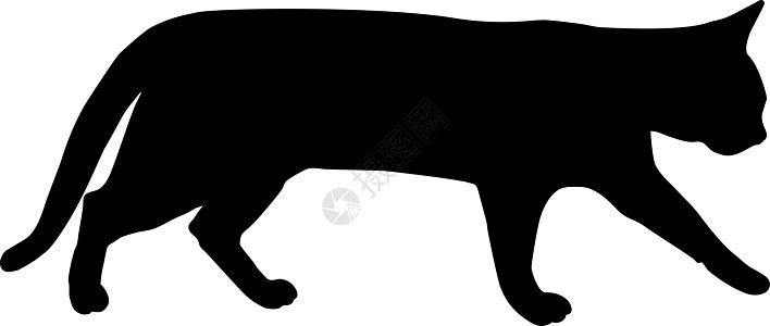 行走的猫黑色阴影标签动物猫咪夹子卡通片宠物小猫冒充哺乳动物背景图片