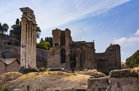 Dioscuri 神庙  Castor 和 Pollux 神庙  在罗马广场 罗马 意大利建筑三姐妹传奇建筑学景点历史性薯蓣艺术图片