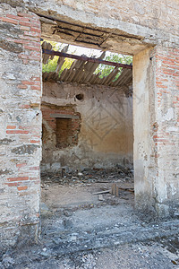 希腊被遗弃的院舍花园建筑石头房子建筑学旅游村庄窗户图片