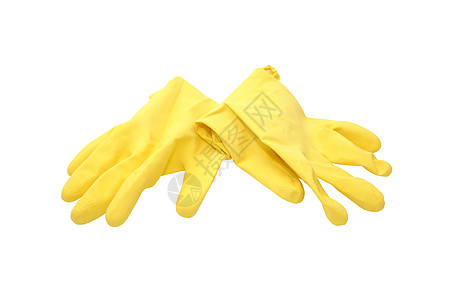黄橡胶手套清洁厨房家庭卫生手指宏观工作女佣浴室橡皮图片