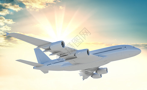 飞机3D商业客客客飞机空气橙子日出天空环境航班天气气氛航空3d背景