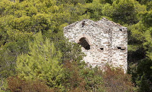 希腊被遗弃的院舍窗户村庄花园旅游石头建筑学房子建筑图片