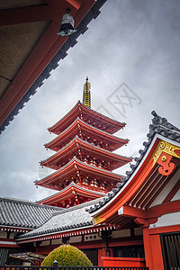 日本东京Sensoji寺庙的塔达宝塔神社入口宗教历史性地标观音吸引力建筑学城市图片