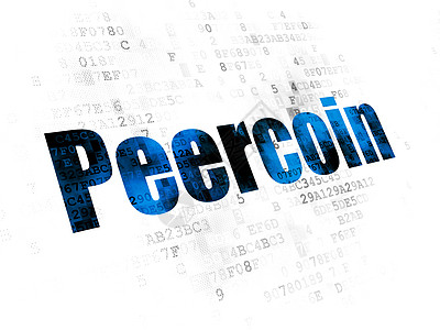 Blockchain 概念 Peercoin 数字背景像素化创新银行业生长代码蓝色投资软件屏幕数据图片