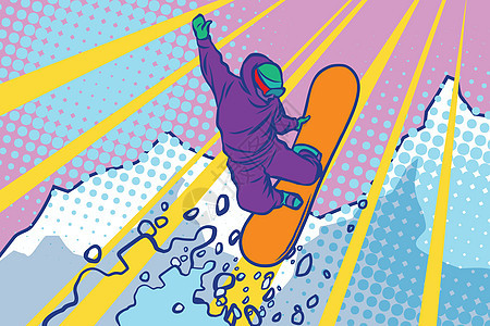 滑雪板跳跃冬季运动积极的生活方式图片