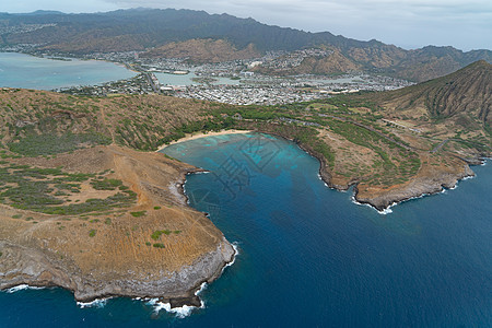 Haunama湾 直升机巡航背景图片
