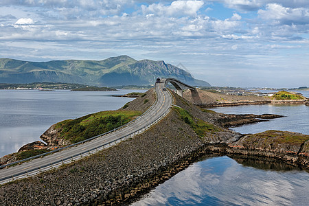 挪威Hulvagen大西洋公路天空风景曲线水平全景峡湾海洋半岛海景旅行图片