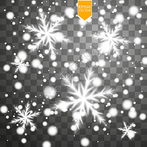 在透明背景上闪耀着闪闪发光的白色雪花 圣诞装饰闪闪发光的灯光效果 韦克托魔法装饰薄片降雪运动奢华墙纸水晶风格粒子图片