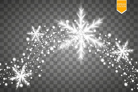 在透明背景上闪耀着闪闪发光的白色雪花 圣诞装饰闪闪发光的灯光效果 韦克托降雪火花魔法奢华装饰运动庆典卡片星星粒子图片