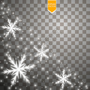 在透明背景上闪耀着闪闪发光的白色雪花 圣诞装饰闪闪发光的灯光效果 韦克托降雪火花辉光金子水晶魔法星星运动装饰品薄片图片