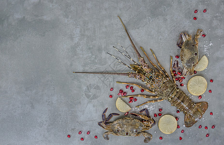 甲壳类食物框架桌子动物营养高架龙虾美食贝类海鲜柠檬小龙虾图片