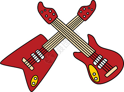 吉他乐器涂鸦素描卡通 vecto居住音乐会歌曲乐队声学细绳电吉他插图背景图片