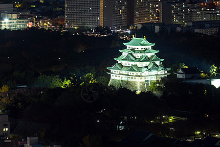 名古屋城堡空中视图文化建筑学旅游建筑观光公园城市历史花园日落图片